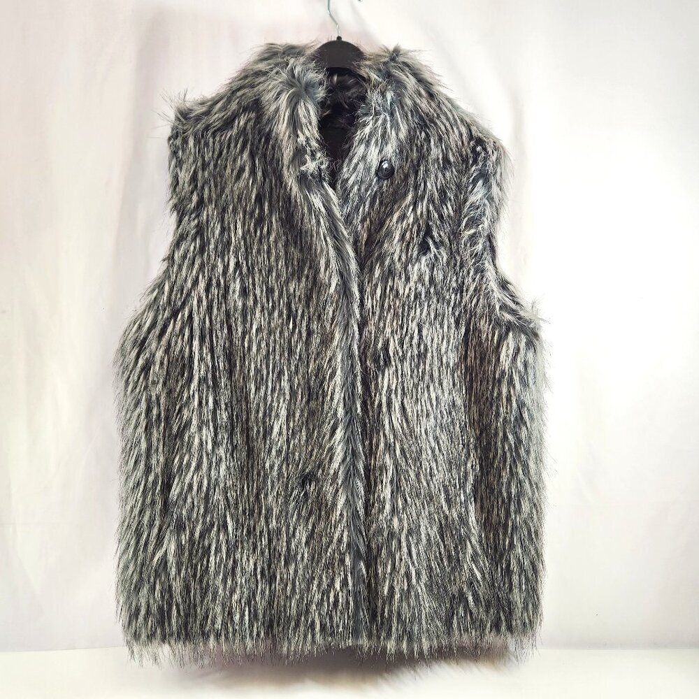 Women's Faux Fur Vest - Black and Gray